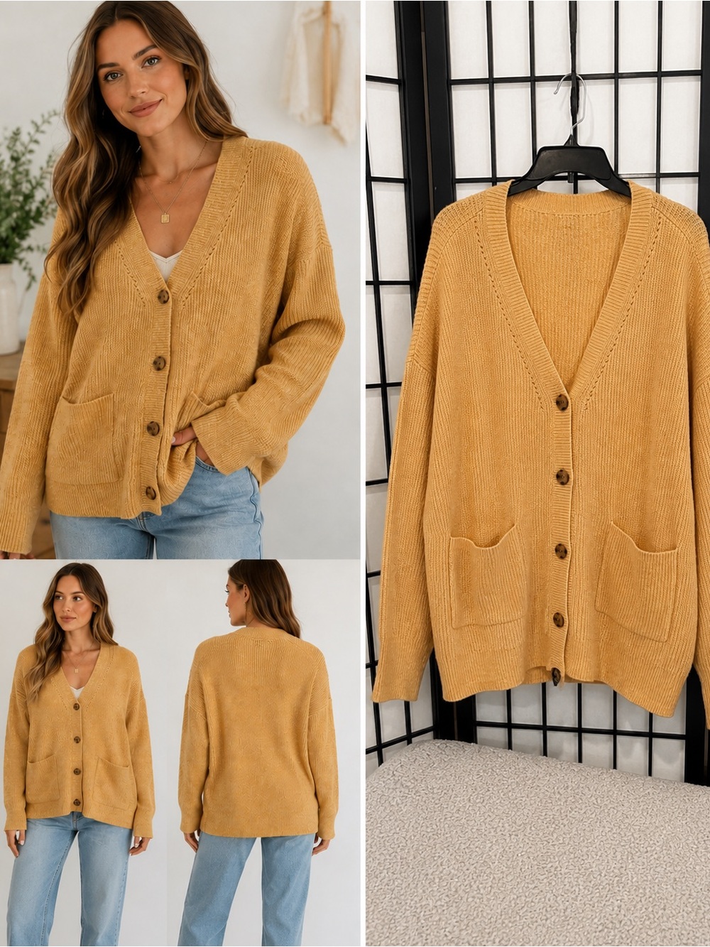 NWT SEAS by 78 & Sunny Chunky Knit Cardigan – Heather Golden –‎ Medium